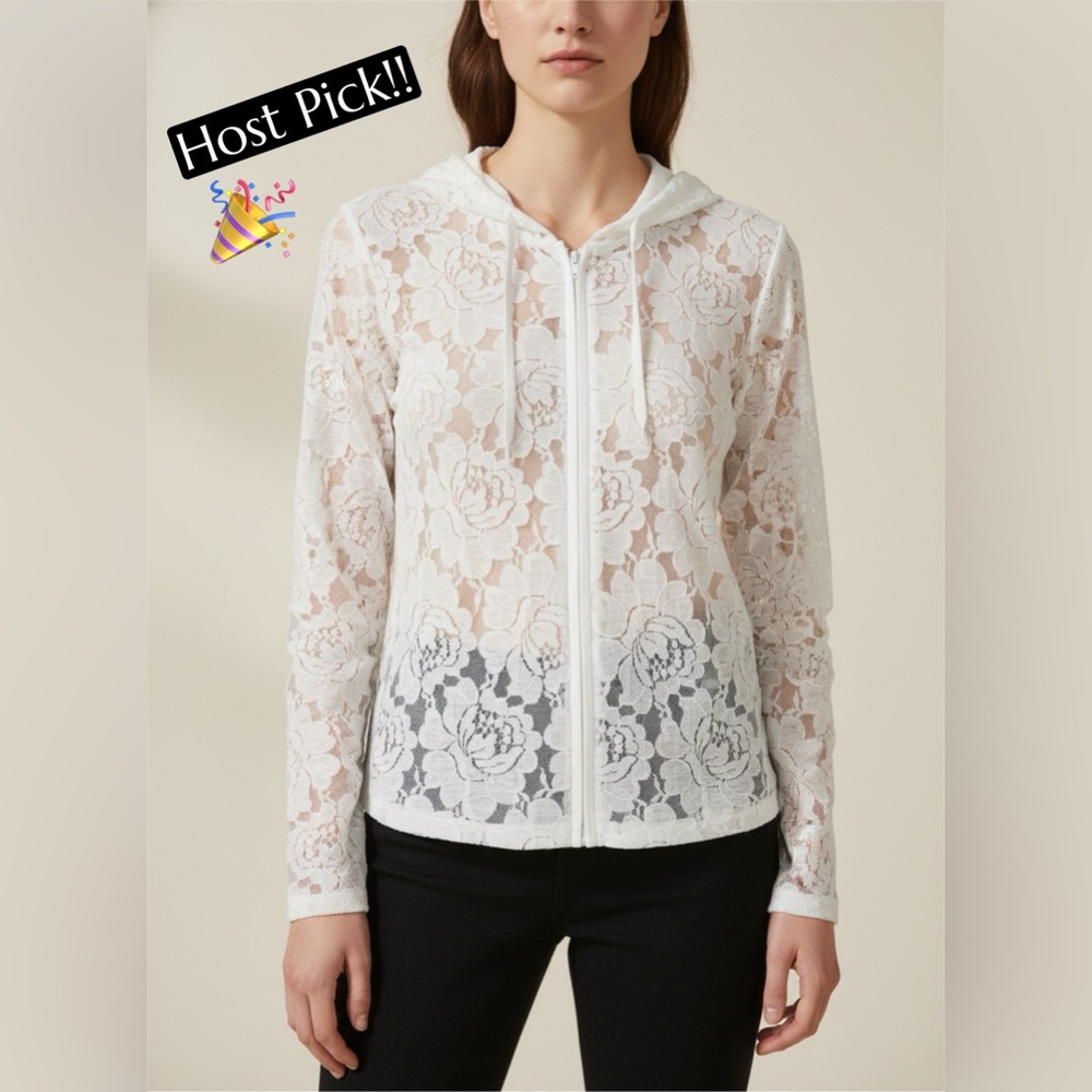 🎉NWT Lace zip hoodie M (fits a 4/6)